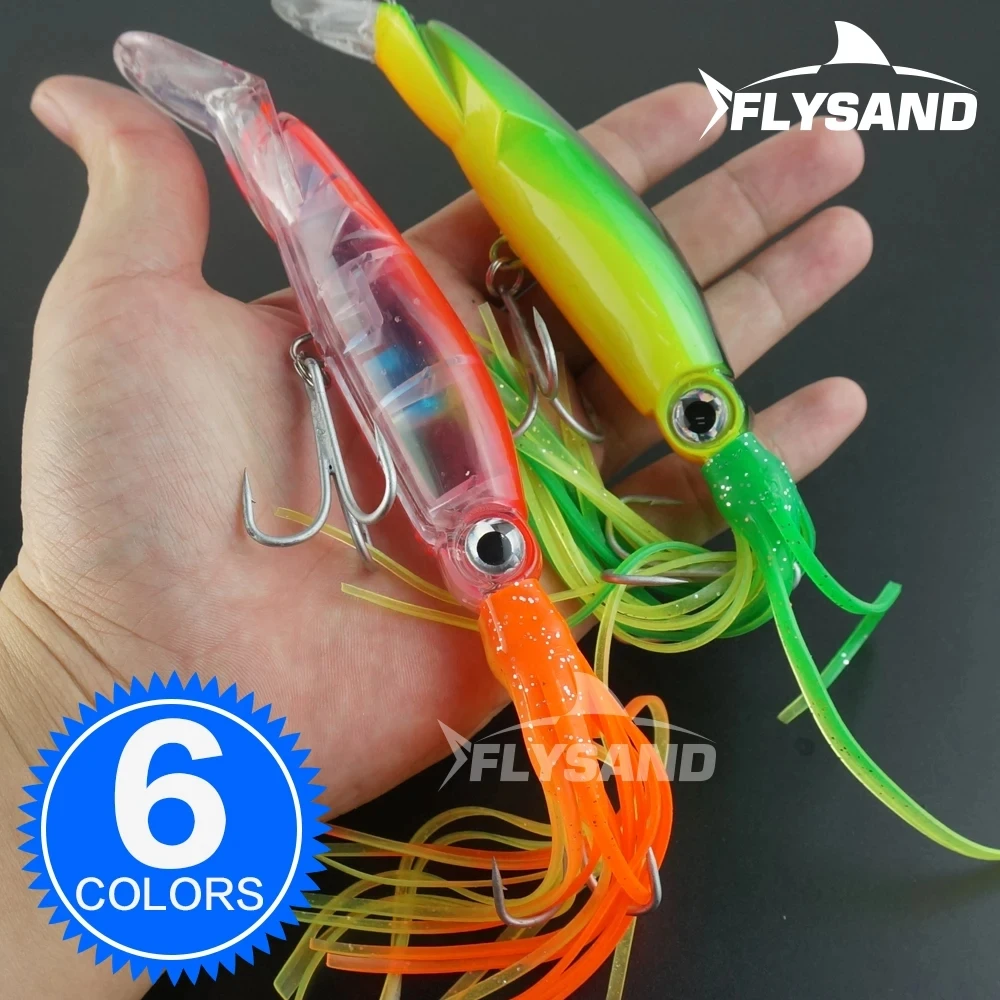 Fishing Hook Treble - FLYSAND ขนาดใหญ่จําลองปลาหมึก Hard เหยื่อตกปลาเหยื่อเหมือนจริง Swimbait เหยื่อ