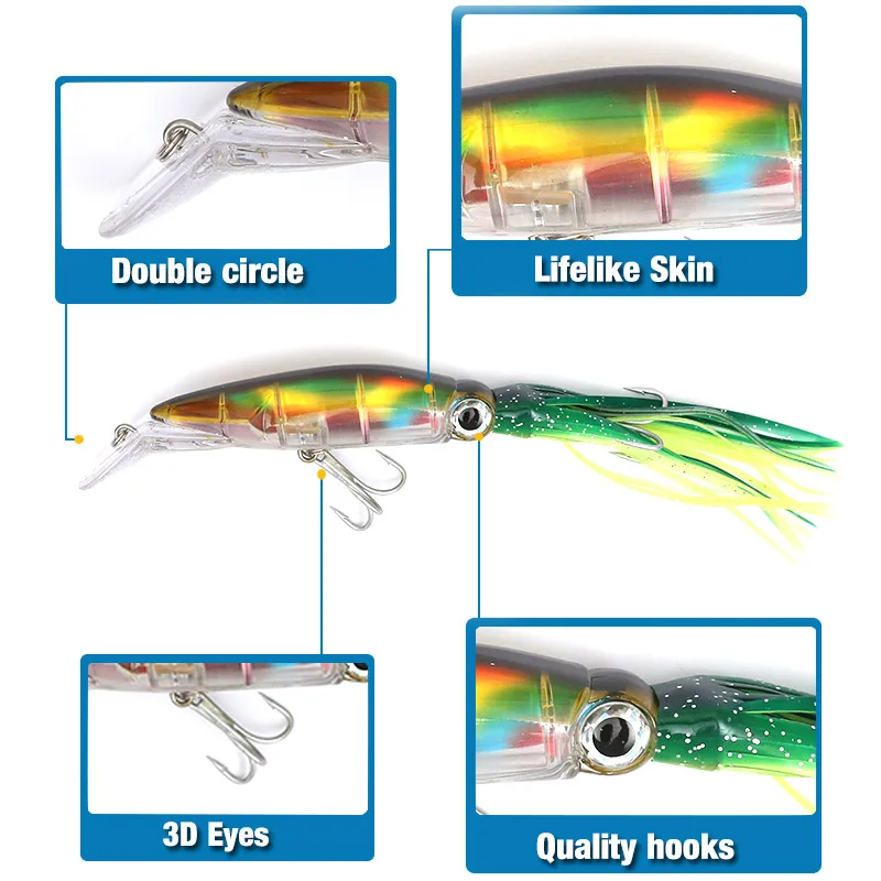 FLYSAND ขนาดใหญ่จําลองปลาหมึก  - Fishing Hook Treble บทวิจารณ์และราคา